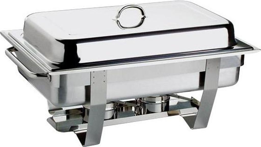 APS 11675 Chafing Dish CHEF, Edelstahl, inkl. Speisebehälter und 2 Brennpastenbehälter, 61 x 31 cm, Höhe 30 cm, 9 Liter