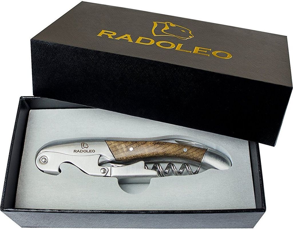 RADOLEO® Kellnermesser GMELIA - Korkenzieher, Weinöffner | Profi Sommeliermesser, Flaschenöffner