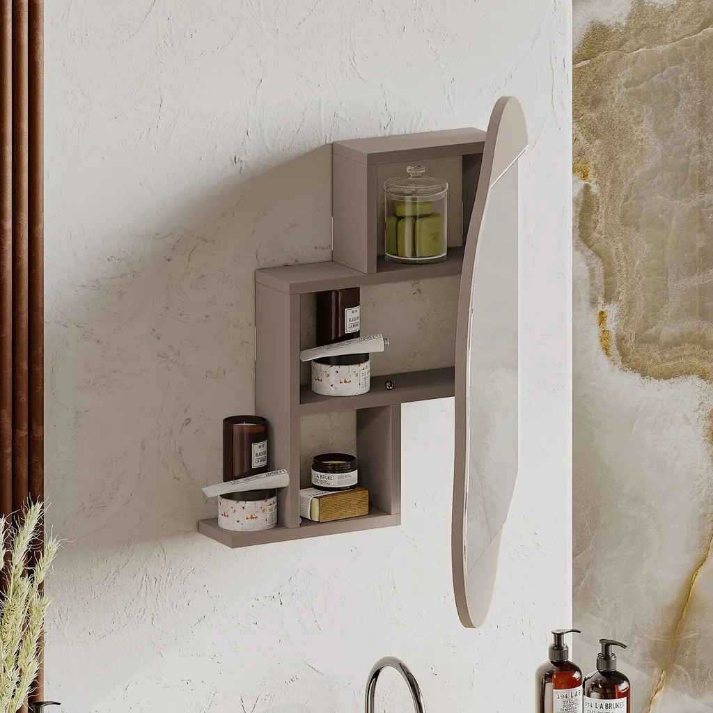 Optimisez votre rangement de salle de bains avec ce miroir moka 60x75 cm