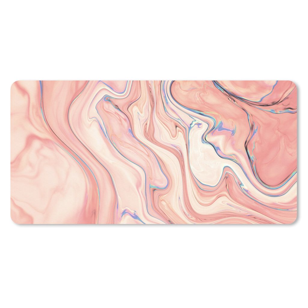 MuchoWow Schreibtischunterlage Marmor - Pastell - Rosa - Blau - Marmoroptik - Abstrakt 80x40 cm - XXL Mauspad - Gaming Mauspad