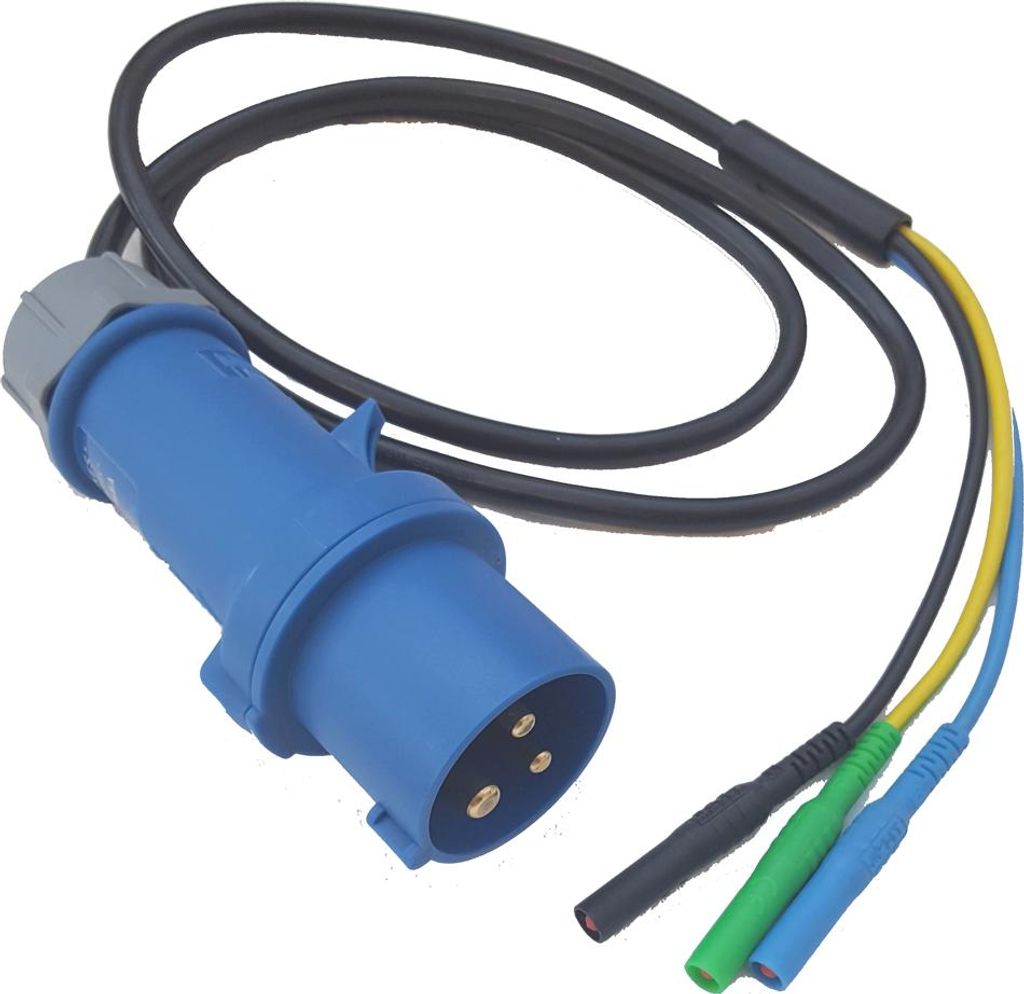 HT-Instruments BMA-16CEE-16A 3 Pol Messadapter (CEE 3 Pol Stecker mit 3 Anschlussleitungen)