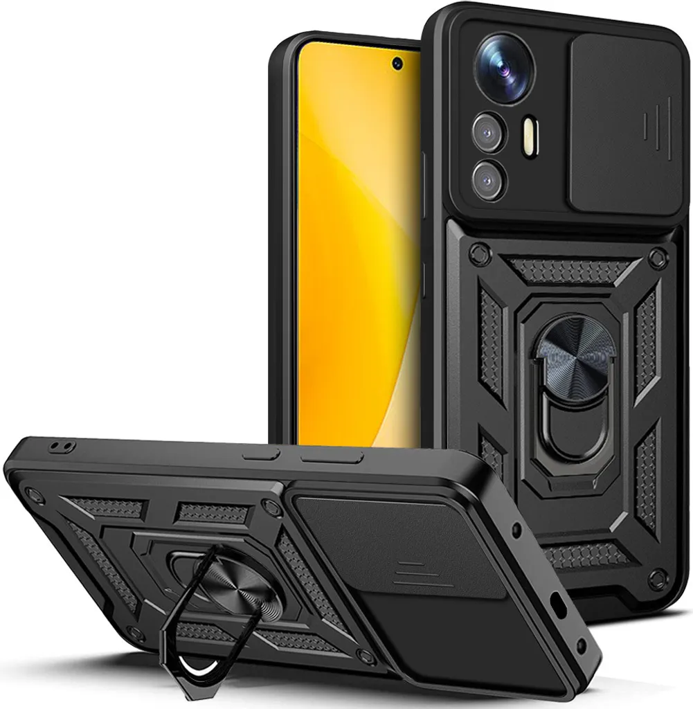 Custodia Xiaomi 12 Lite con Anello: Protezione Totale e Grip Sicuro Nero