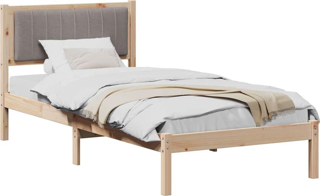 Bettgestell mit gepolstertem Kopfteil Taupe 90 x 200 cm