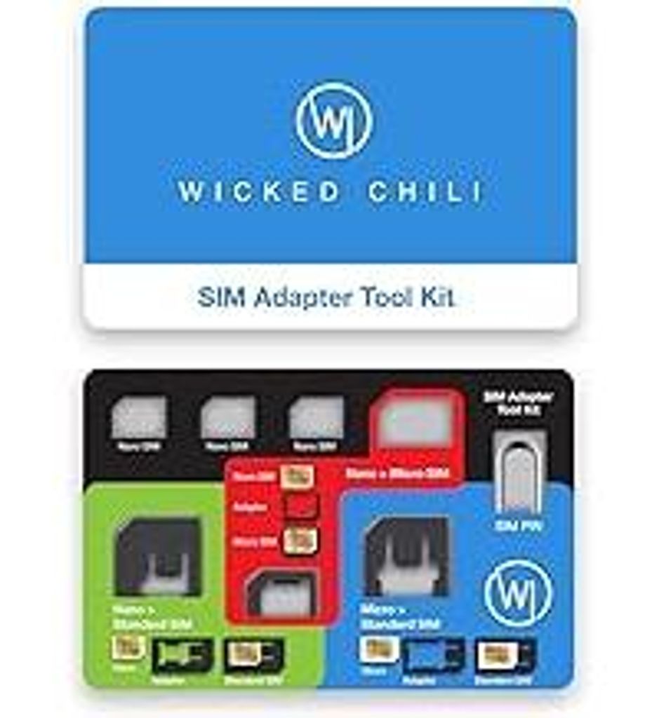Wicked Chili 8in1 SIM Karten Adapter Aufbewahrung Set/Nano Micro Standard Karte + Simkarten Nadel für Handy, Tablet, Smartphone, Mobiler WLAN Rout...