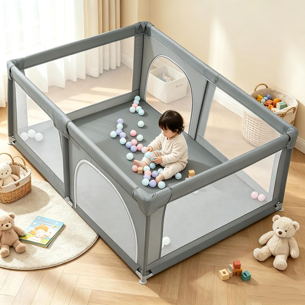 Baby Laufgitter faltbar 180x120cm Laufstall Absperrgitter Produktbild 