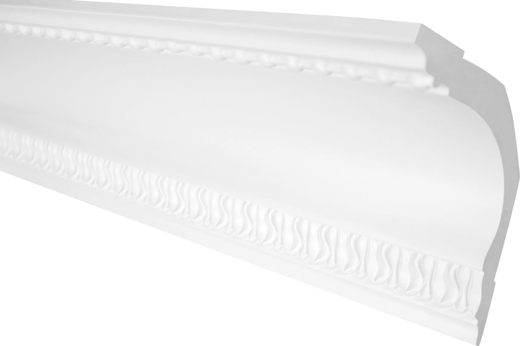 GRAND DECOR Stuckleisten Decke Barock Stil, PolyurethanHartschaum weiß - 2m Deckenleisten gemustert Dekorbau Deckenabschlussleisten Nachbildung (1...