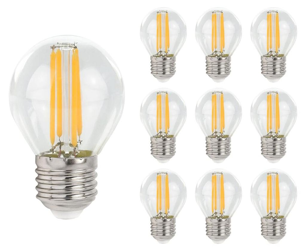 Spectrum LED-Kugellampe E27 - 4 W - 230 V - 510 Lumen - 4000 K Neutralweiß - Ø 45 mm - Für Tisch-, Nacht- oder Wandlampen - 10 Stück