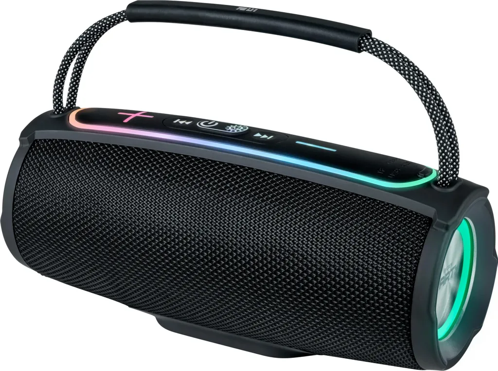Haut-parleur Bluetooth Lumineux 30W avec Poignée de Transport Noir