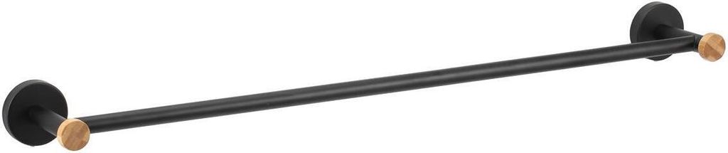 MSV Handtuchhalter „Iana“ Handtuchstange Badetuchhalterung schwarz matt mit Bambus
