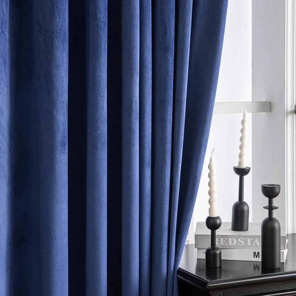 Tende Velluto Blu Scuro 132x244cm | Set 2 Pezzi Soft Touch Blackout - 7