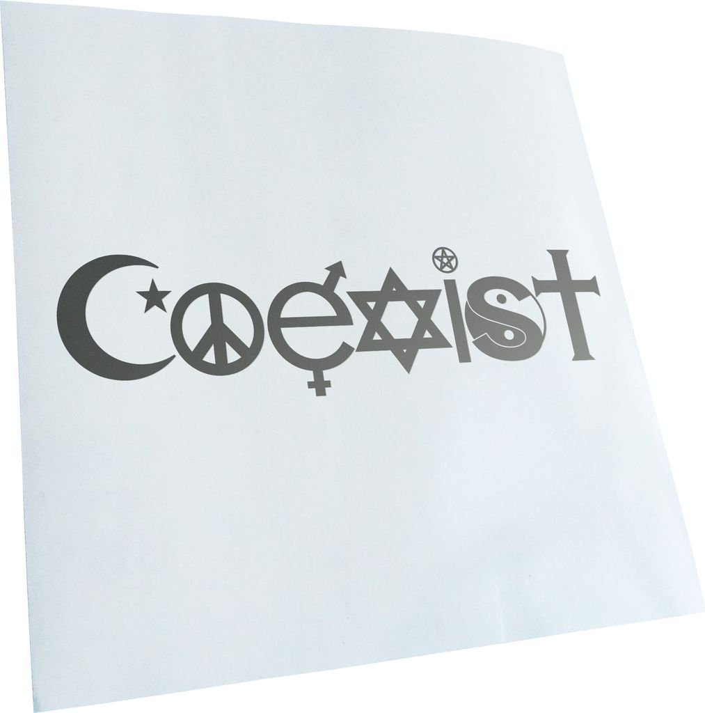 Kiwistar - Autoaufkleber - Coexist Symbole Heckscheibe - Aufkleber für Auto Kfz Fahrrad, LKW, Truck Mofa