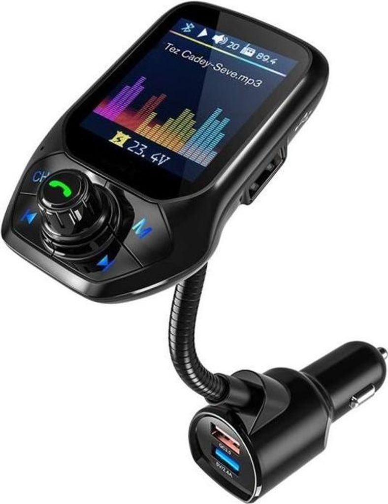 Bluetooth-FM-Transmitter, 3 USB-Kfz-Adapter und QC3.0-Schnellladefunktion, 1,8-Zoll-Farbbildschirm, Freisprecheinrichtung und FM-Tuning