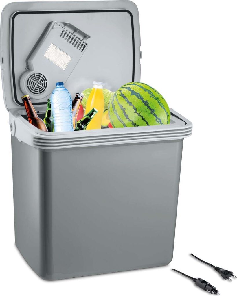 KLAMER elektrische Kühlbox, Kühlbox mit Kühl- und Warmhaltefunktion, 2 Anschlüsse: 230V & 12V für Zigarettenanzünder, Auto Kühlbox für Camp...