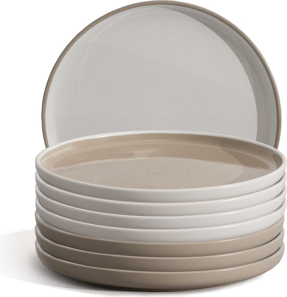 Steingut Dessertteller 8 Personen, 8teilig, Shadow Stone/Nordic Sand