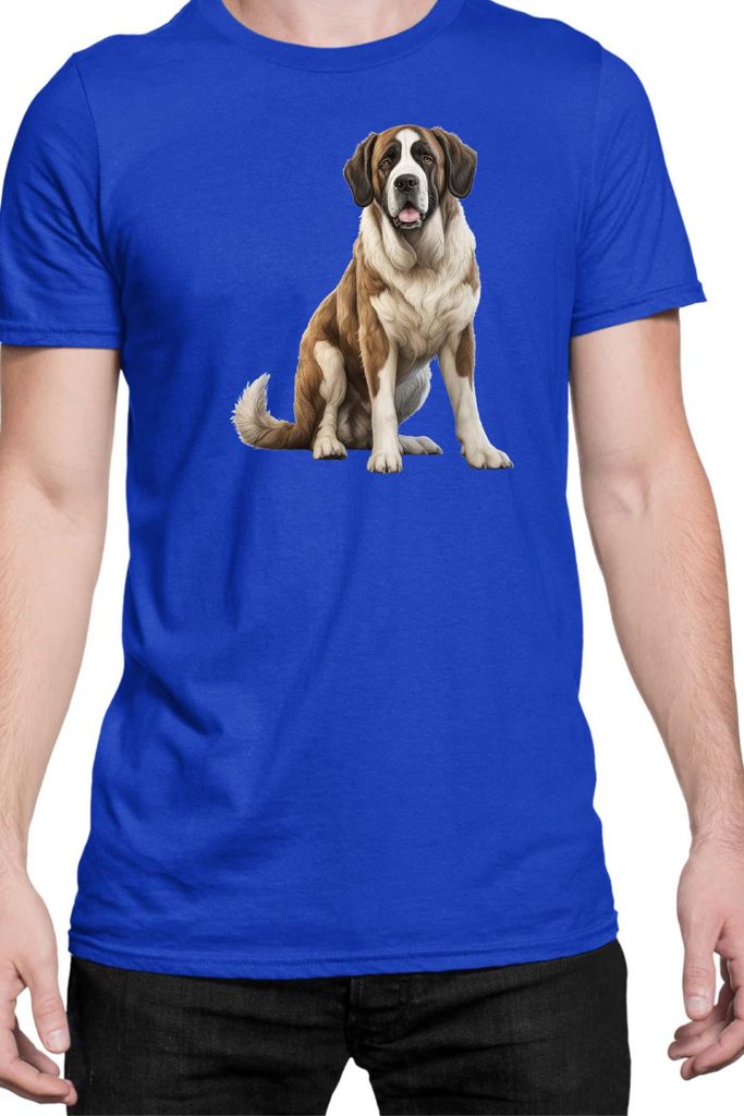Herren T-Shirt Dogs Breeds Saint Bernard Dog Breed 006, Man XL / Blau