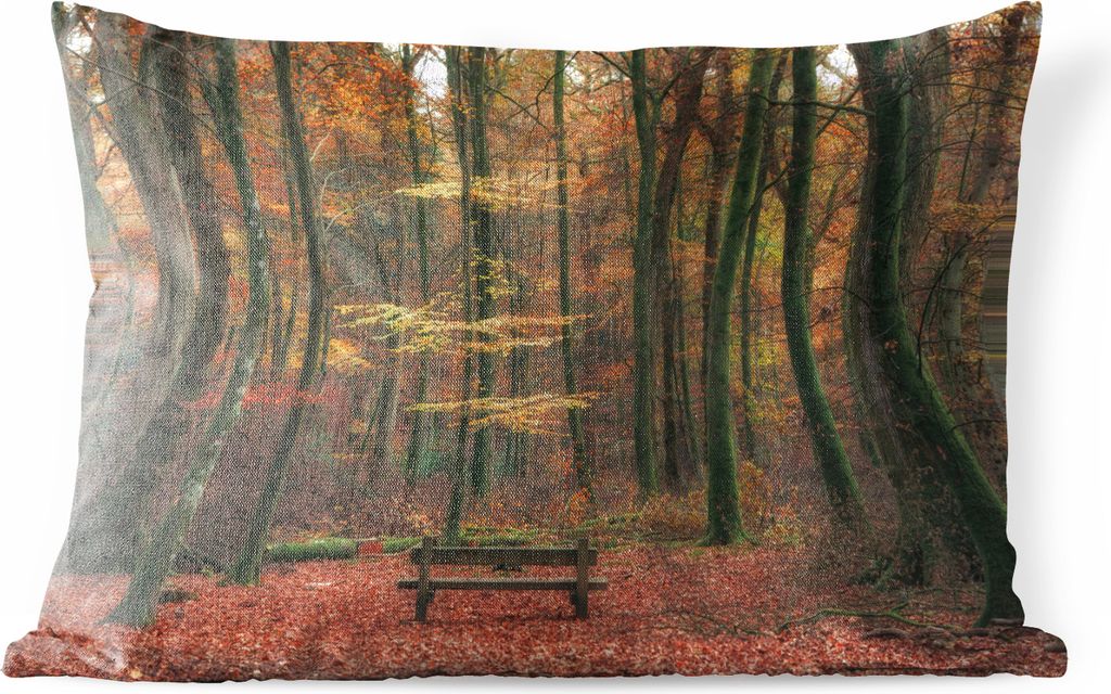 MuchoWow Outdoor Kissen - Holzbank im New Forest National Park in England - 50x30 cm - Wetterfest - Lounge Kissen - Sofa kissen - Wohnzimmer Deko...
