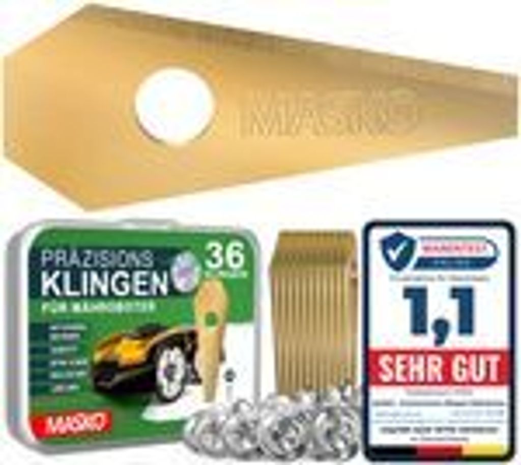 MASKO Ersatzmesser Klingen für Mähroboter | Rasenmäher Messer universal inkl. innovativen Schrauben | Ersatzklingen Rasenroboter langlebig Tit...
