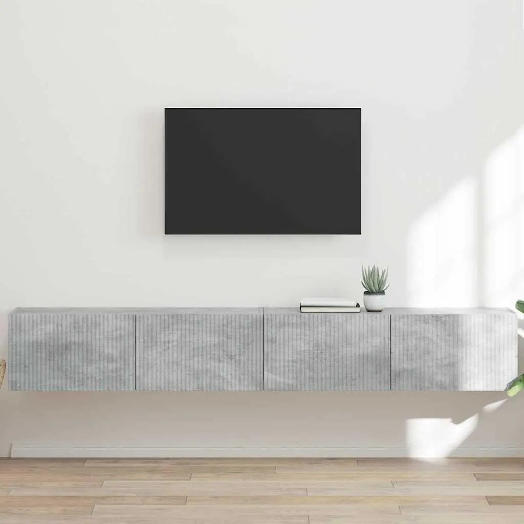 vidaXL Mobile TV Sospeso Grigio Cemento - Set 2 Pezzi Parete Moderna