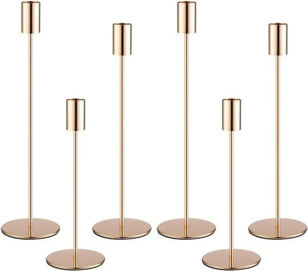Bougeoir stable en métal doré lot de 6 pour décoration de table sûre