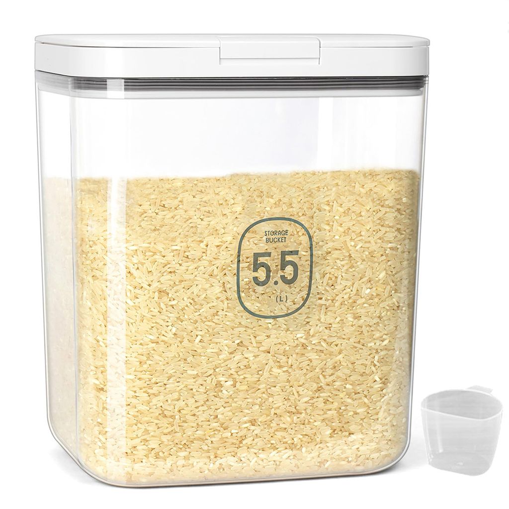 Luftdichte Aufbewahrungsdose 5,5L Ein Finger Öffnung und Silikondichtung, Vorratsdosen Für Mehl, Reis und Snacks,stapelbar