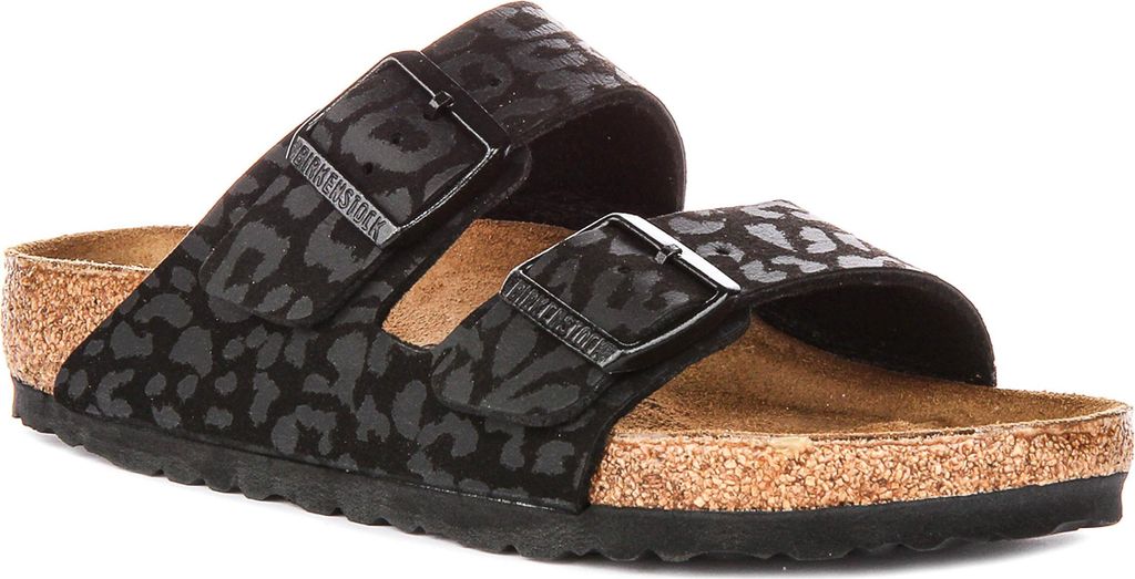 Birkenstock Arizona Bs in nero leopardato | Vestibilità Immagine del prodotto 