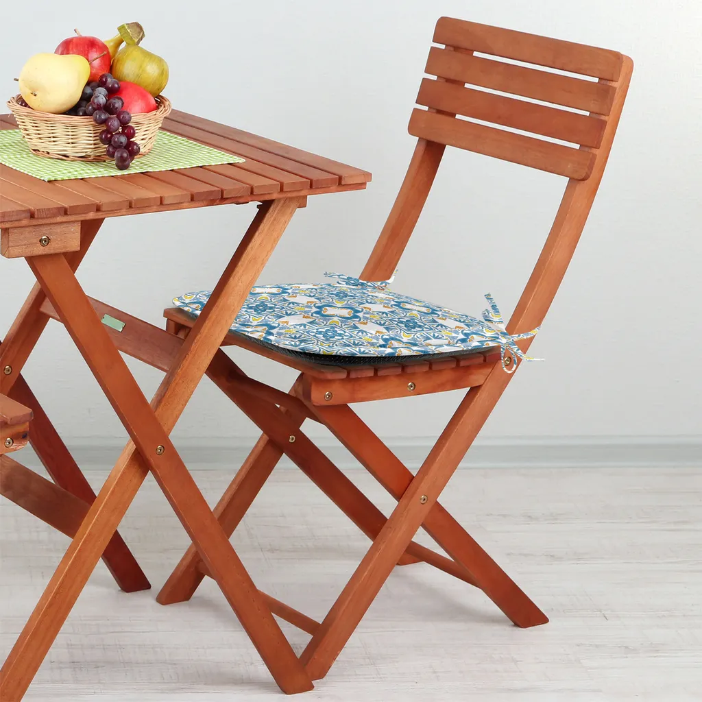 Solution Assise Confortable : Coussins de Chaise Bleus avec Sangles - 3