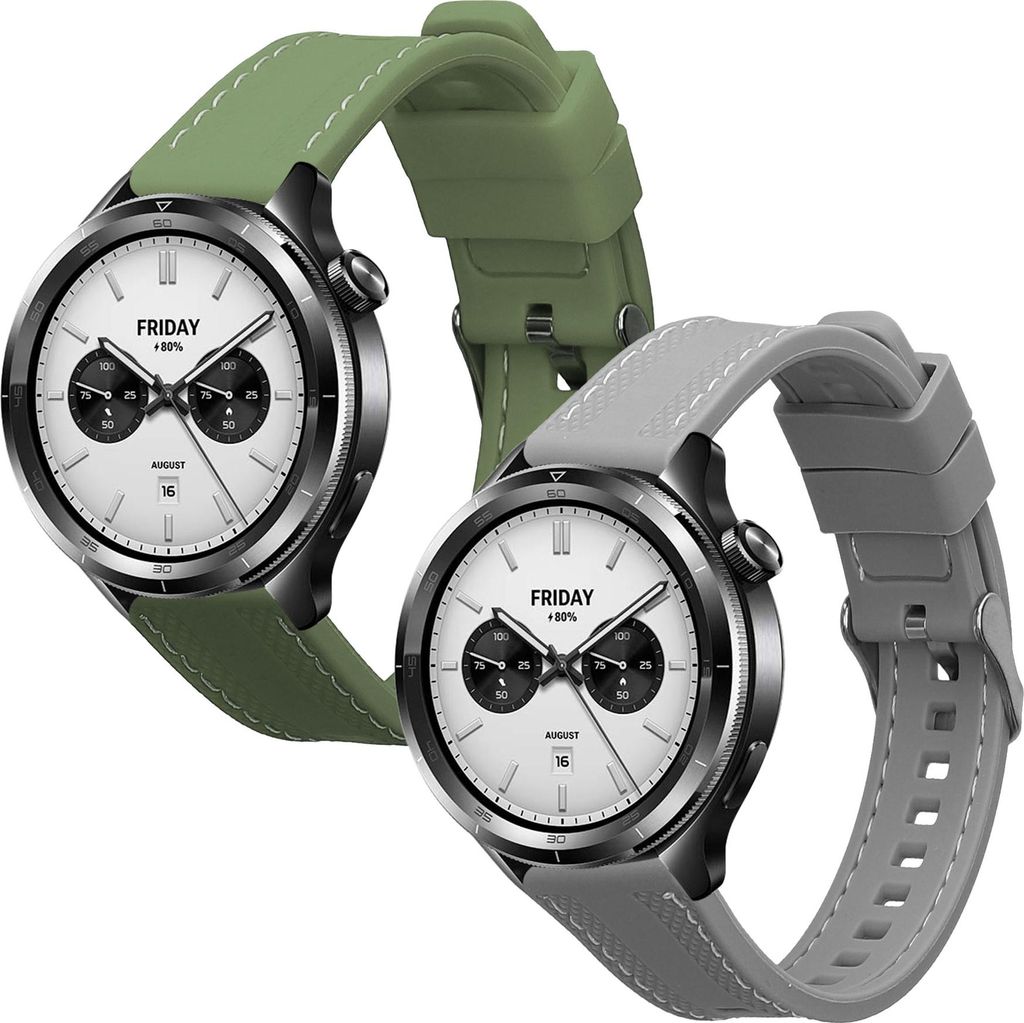 kwmobile 2x Uhrenarmband für Xiaomi Watch S4 Armband - Fitnesstracker Band Set aus TPU Silikon - Ersatzarmband Smartwatch - Dunkelgrün Grau