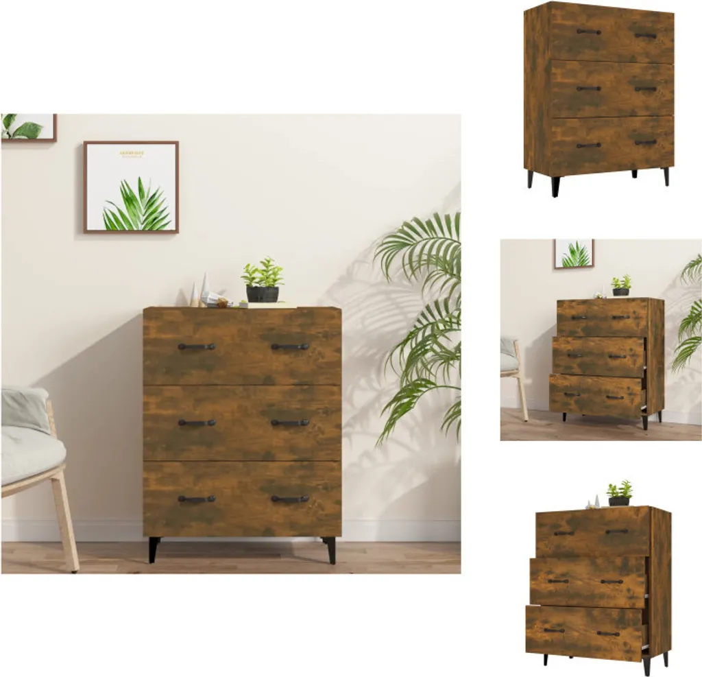 Mobile Credenza vidaXL 90cm Rovere Fumé - Design Minimalista Legno