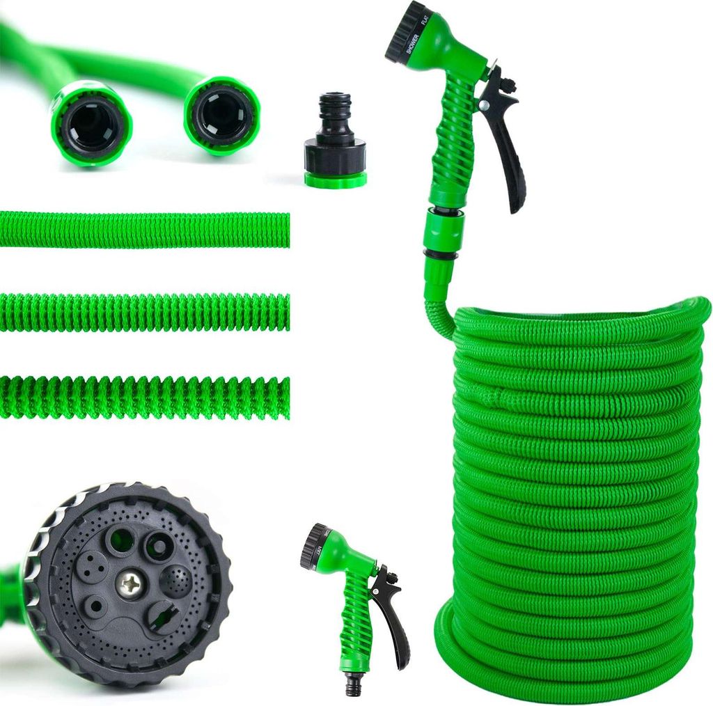Grafner Gartenschlauch flexibel Flexischlauch, 30 Meter, 4-fach Latexkern, 10-fach Soft-Multifunktionsbrause, massiver Mantel aus 2500D Mesh Polyes...