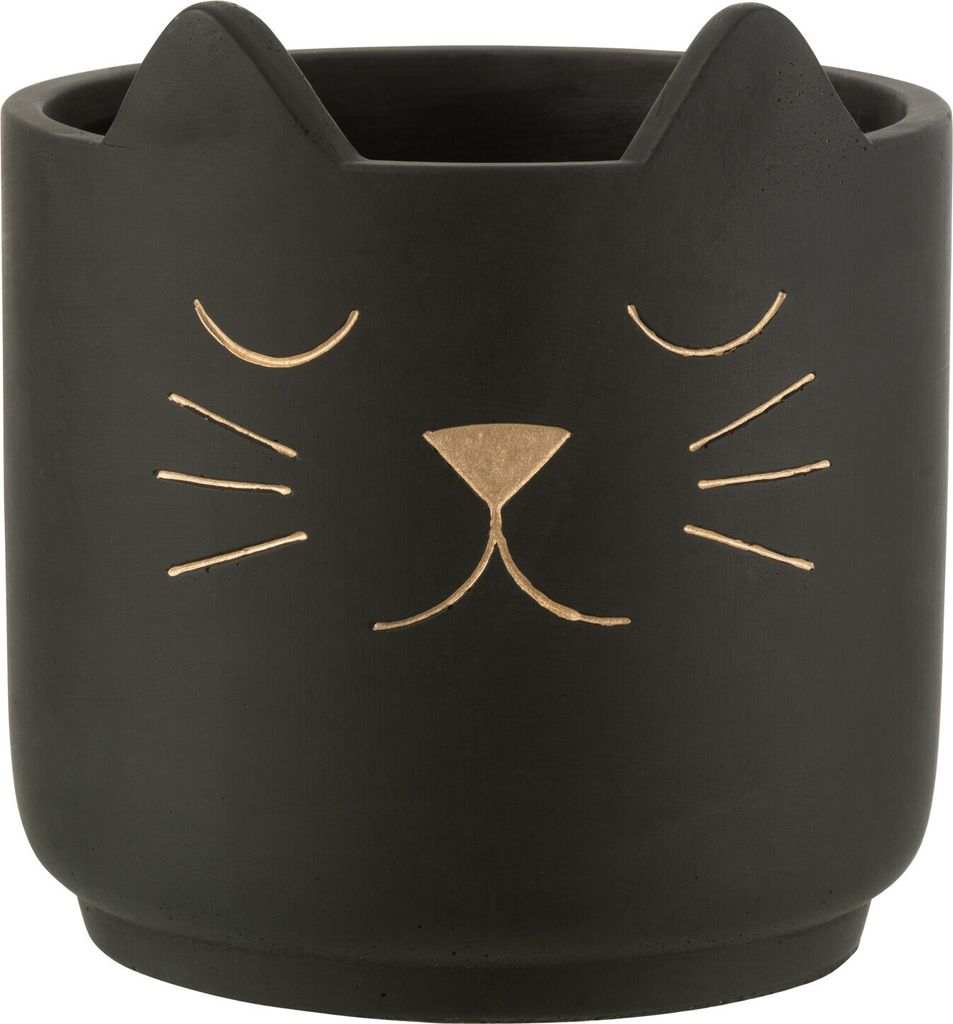 J-Line J-Line Blumentopf Katze - Keramik - Schwarz/Gold - Large