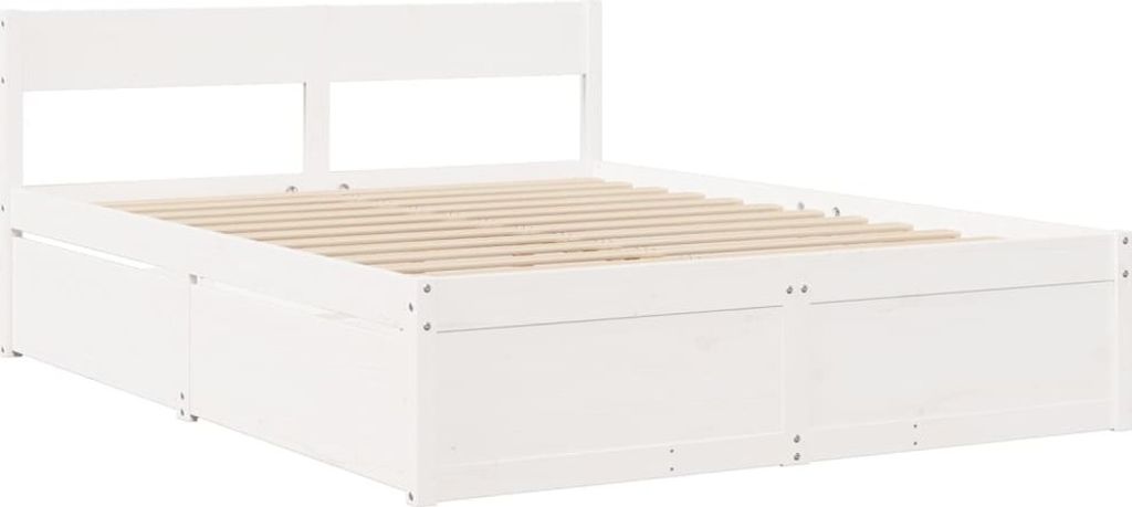 Massivholzbett ohne Matratze Weiß 140x200 cm Kiefernholz