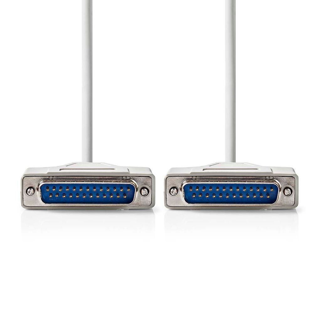 Nedis Serielles Kabel - D-Sub 25-Pin Stecker - D-Sub 25-Pin Stecker - Vernickelt - 2.00 m - Rund - PVC - Elfenbein - Label