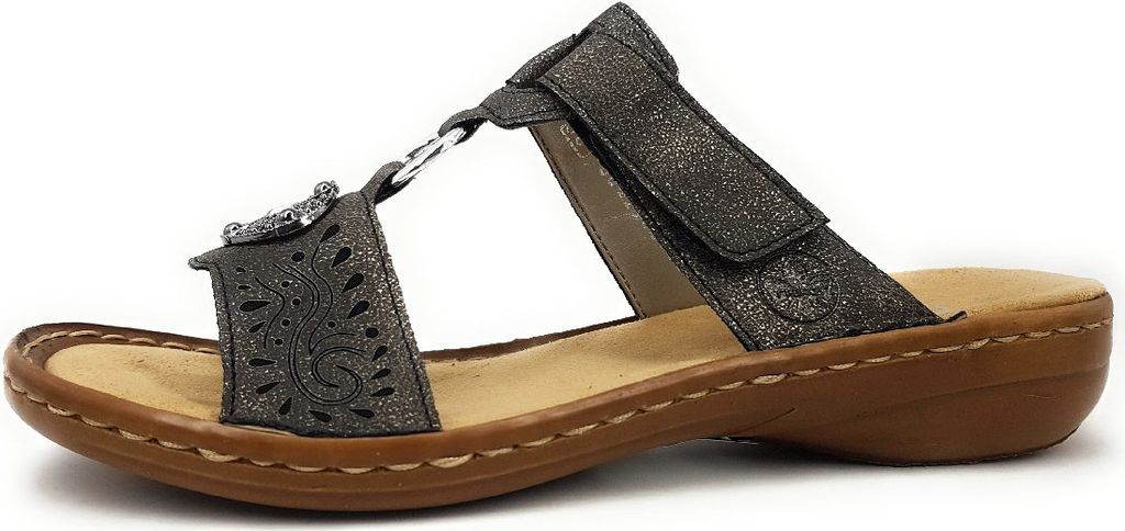 Rieker buty damskie eleganckie klapki szare rekreacyjne, Zdjęcie produktu 