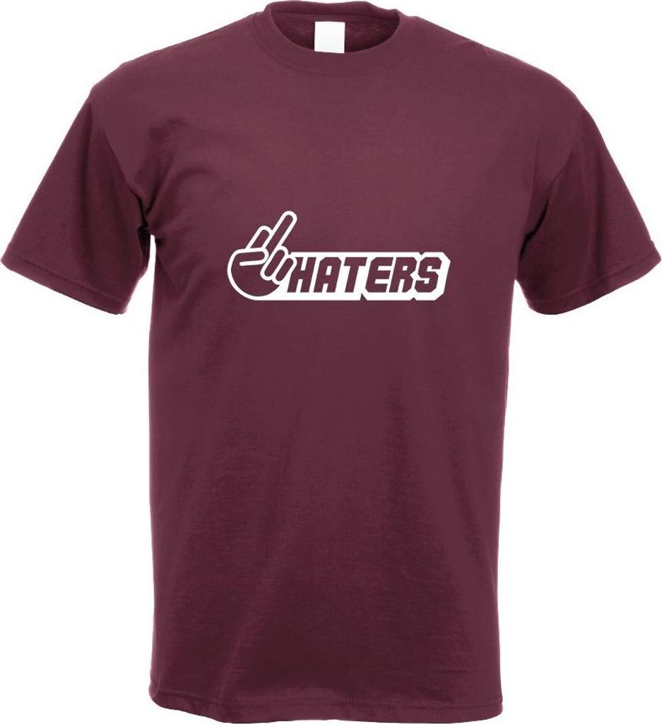 Kiwistar - T-Shirt - Burgund - Haters Motiv Bedruckt Funshirt Design Print - mit Motiv Bedruckt - Funshirt Design - Sport - Freizeit - Herren - XXL