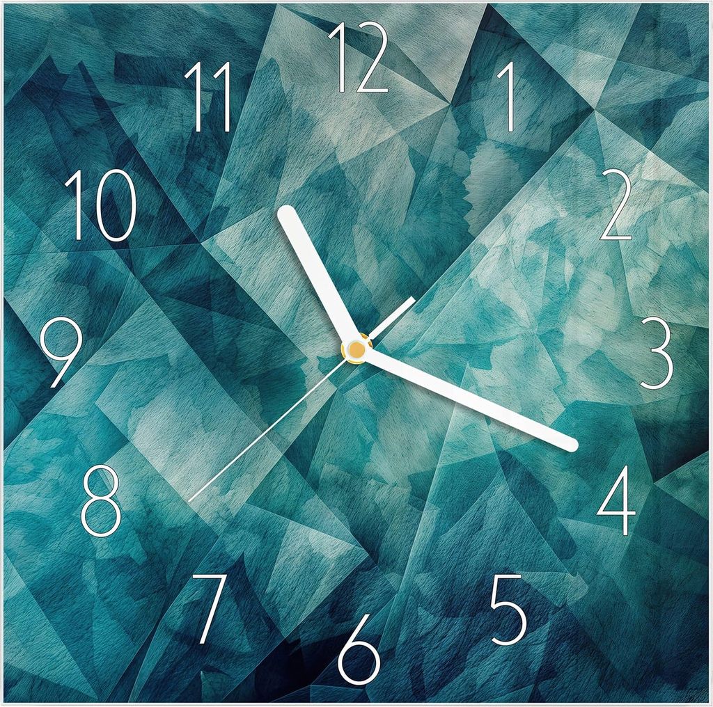 Wanduhr aus Glas mit Motiv Abstrakte Geometrie- 30 x 30 cm - inkl. Aufhängesystem