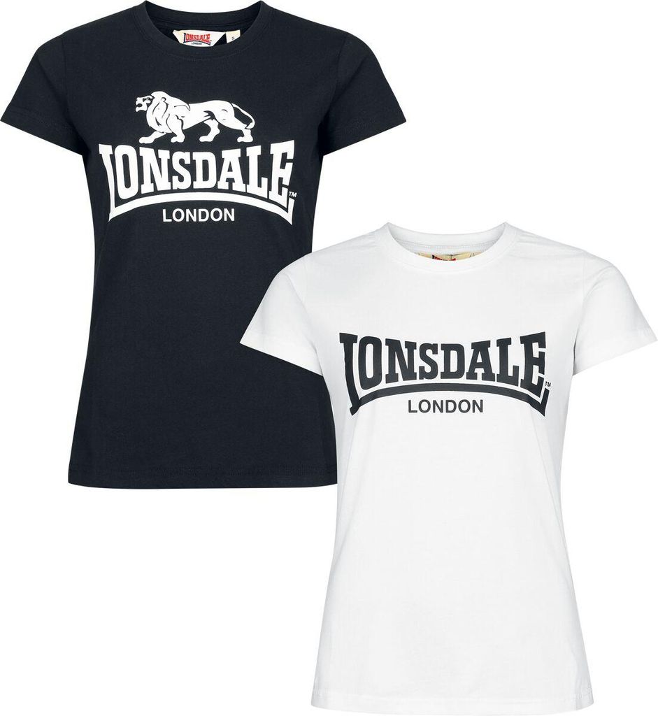 Lonsdale London T-Shirt Damen COMBE DOUBLE PACK schwarz S Produktbild 