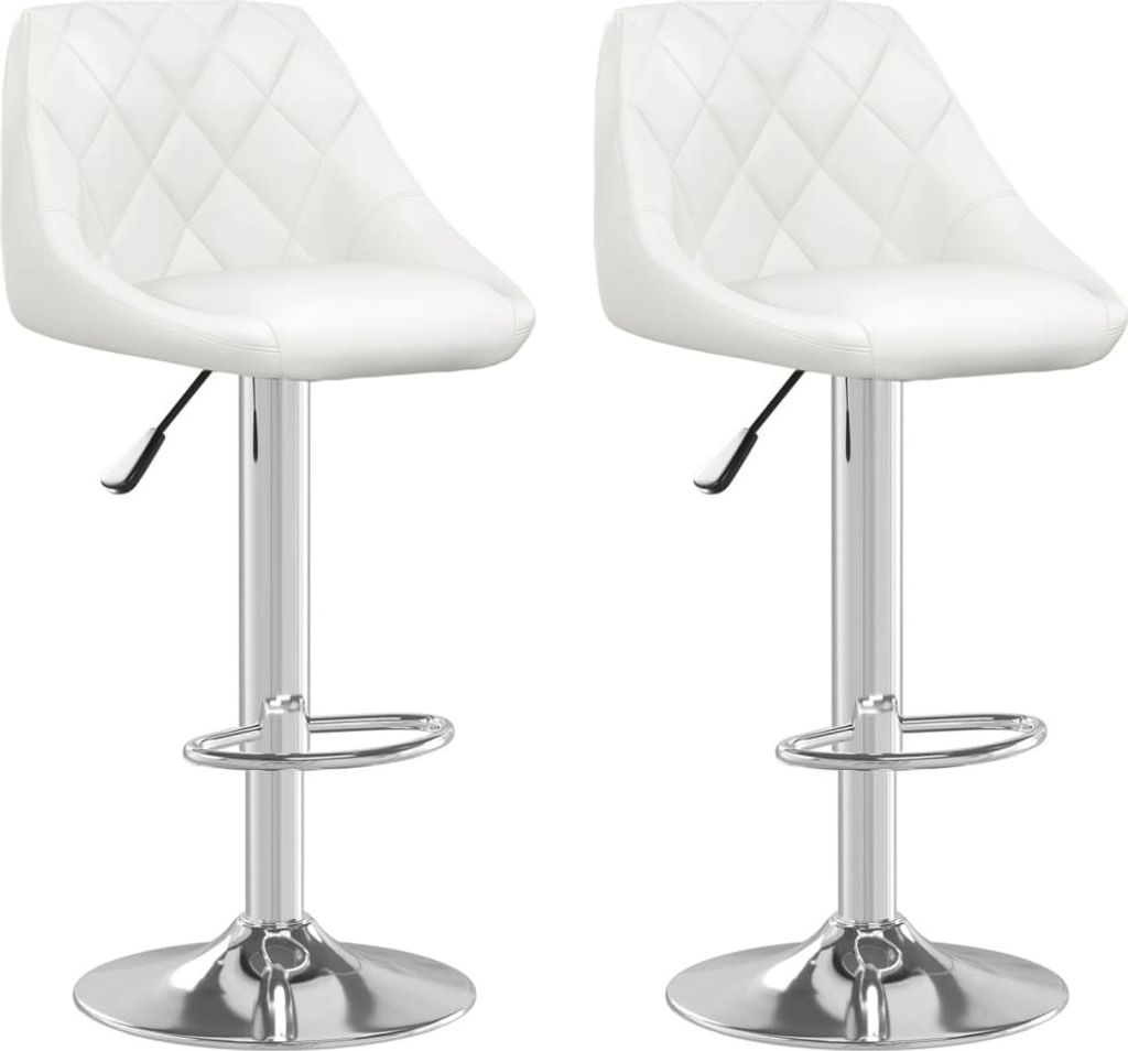 Barhocker 2 Stk. Weiß Kunstleder