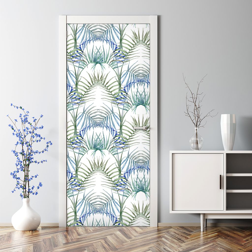 Dekorative Türtapete Wandtapete selbstklebend Türaufkleber Aufkleber Tropische Blätter 70 x 200 cm