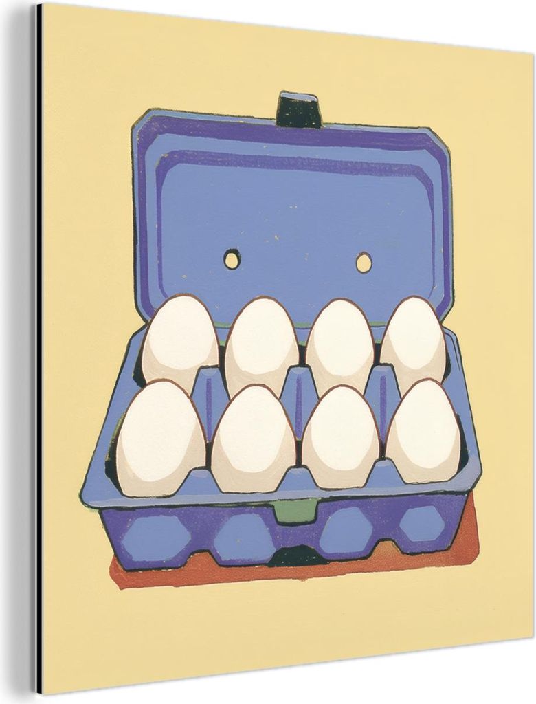 MuchoWow Wanddekoration Metall Metallbild Wandkunst 90x90 cm Eier - Box - Minimalistisch - Blau MuchoWow Aluminium Gemälde - Dekoration - Industri...