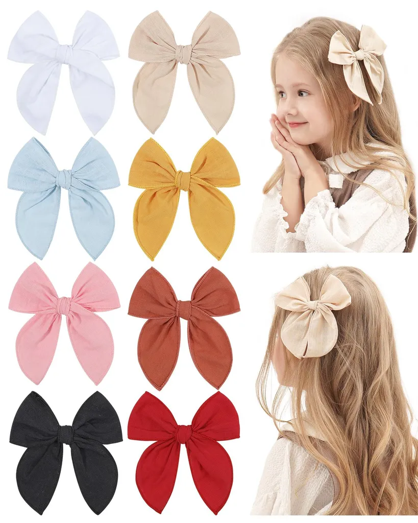 Barrettes bébés pour baptême et quotidien : 8 nœuds cheveux colorés