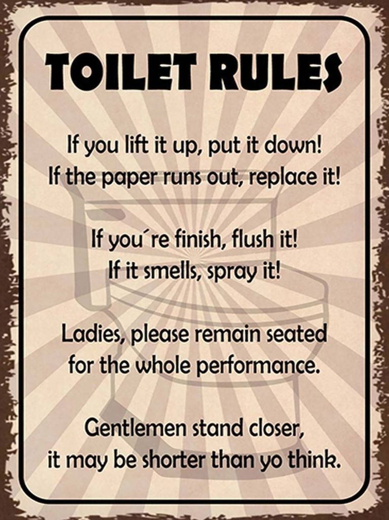 vianmo Holzschild 40x30 cm Toilet Rules if you lift it up