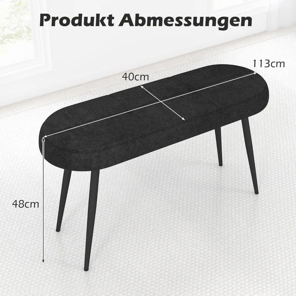 Banc de 113 cm robuste 300 kg noir : la solution pour assises fragiles - 2