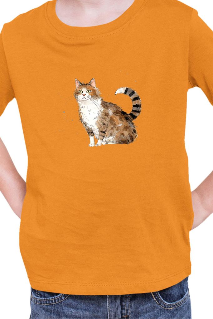 Kinder T-Shirt Funny Cats Breeds Aegean Cat 008, 12-13 Jahr - 152 / Orange
