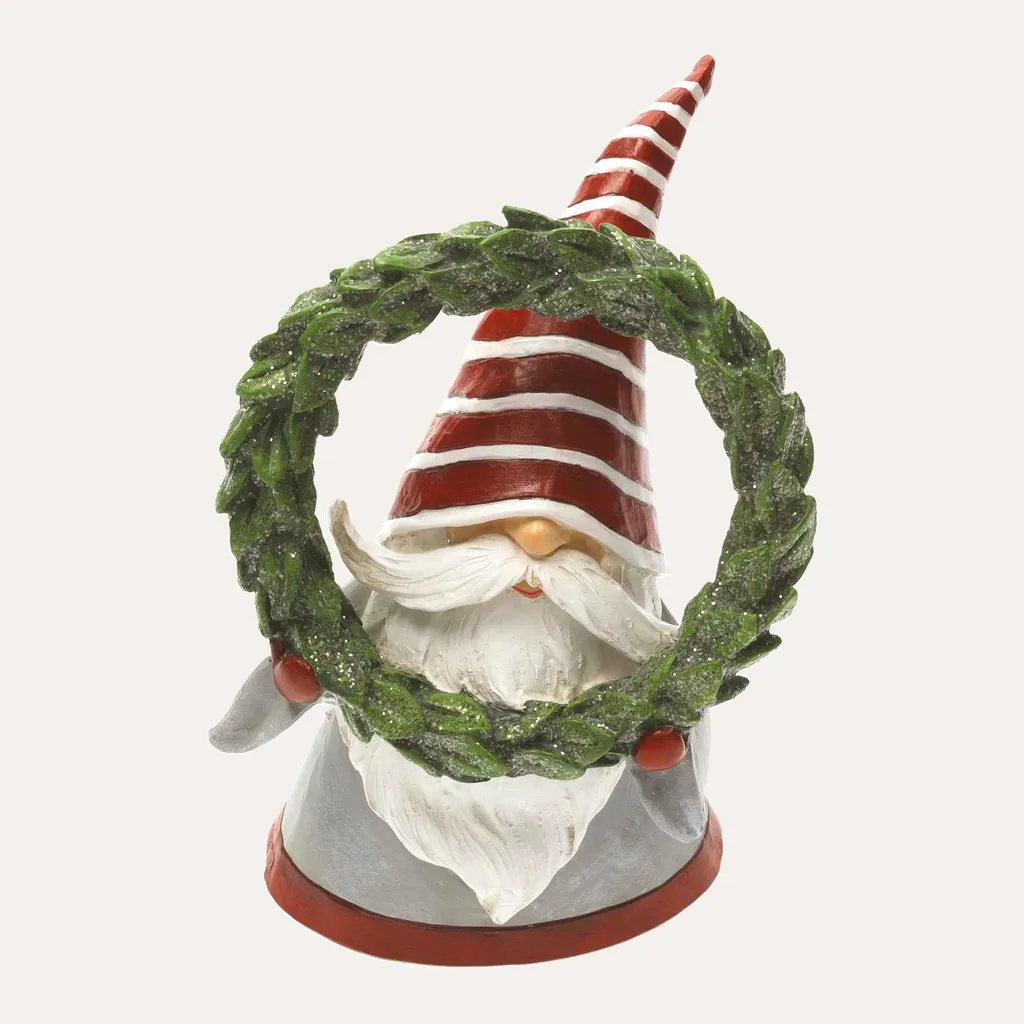 Statuette Nain de Noël décoratif rouge pour table et bibliothèque