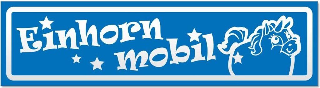 Kiwistar Einhorn Mobil invertiert Magnetschild Schild magnetisch - 20cm Blau - Magnetfolie für Auto PKW Kfz