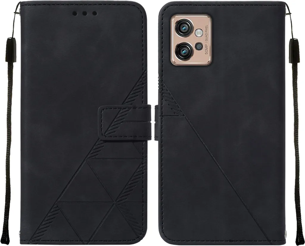 Custodia Protettiva Motorola Moto G32 - Pelle Nera con Porta Carte