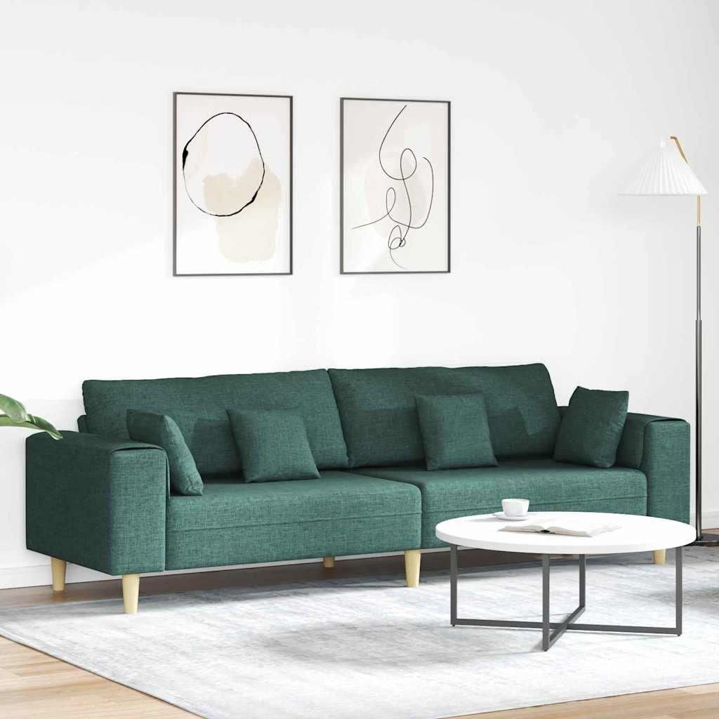 "Schlussverkauf" Wohnzimmer Couch/Sofa - mit Ergonomisches Design - mit Kissen Dunkelgrün 250x77x76 cm Stoff C14134