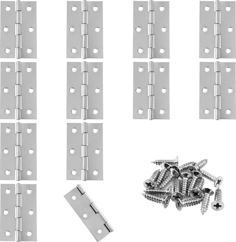 12er-Pack 2,5-Zoll-Türscharnier, Schrankscharnier, silberne Stoßscharniere, Kugellagerscharniere, Fensterscharniere, Außenscharniere mit Befesti...