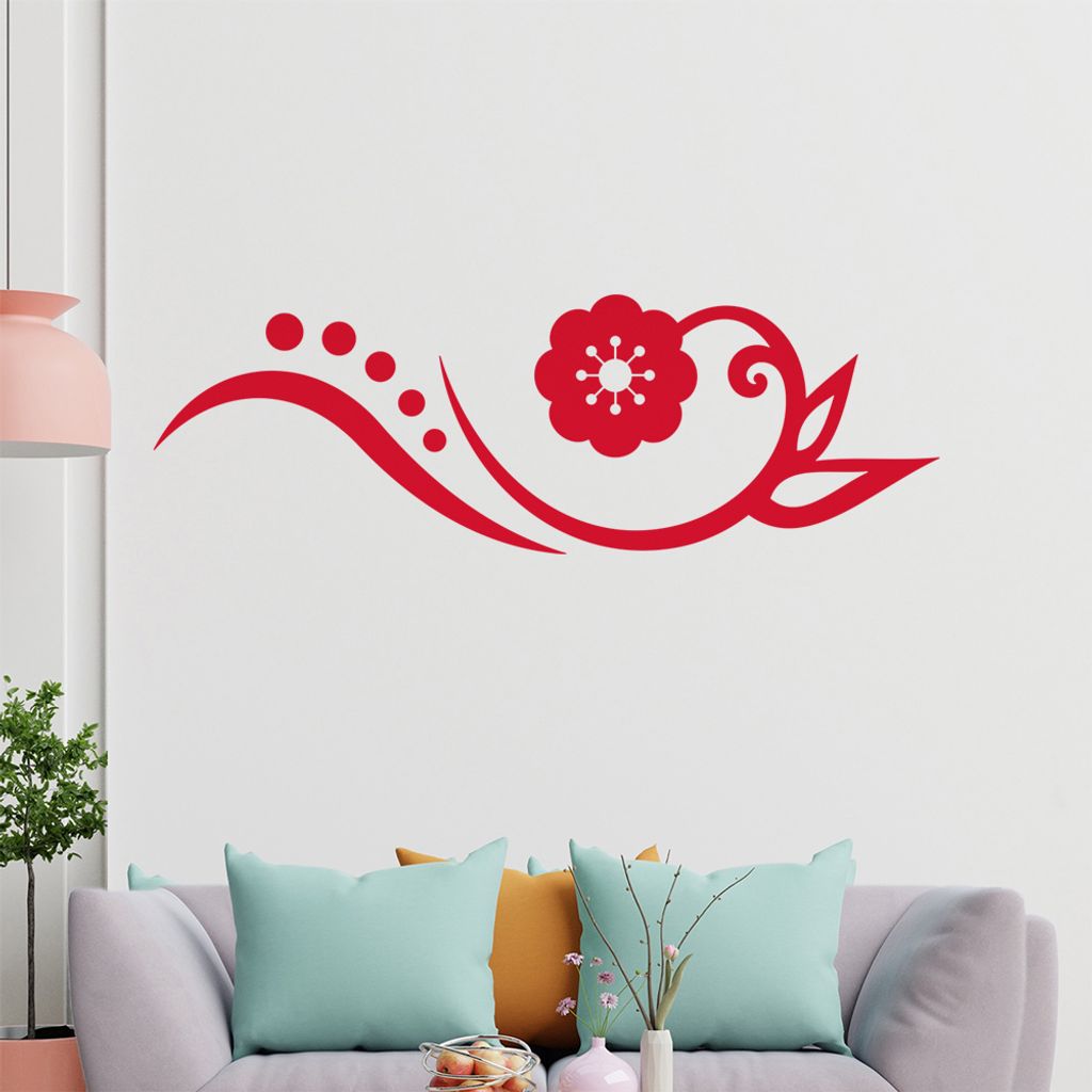 Blume - Linien Punkte Wandtattoo in 6 Größen - Wandaufkleber Wall Sticker - Dekoration, Küche, Wohnzimmer, Schlafzimmer, Badezimmer