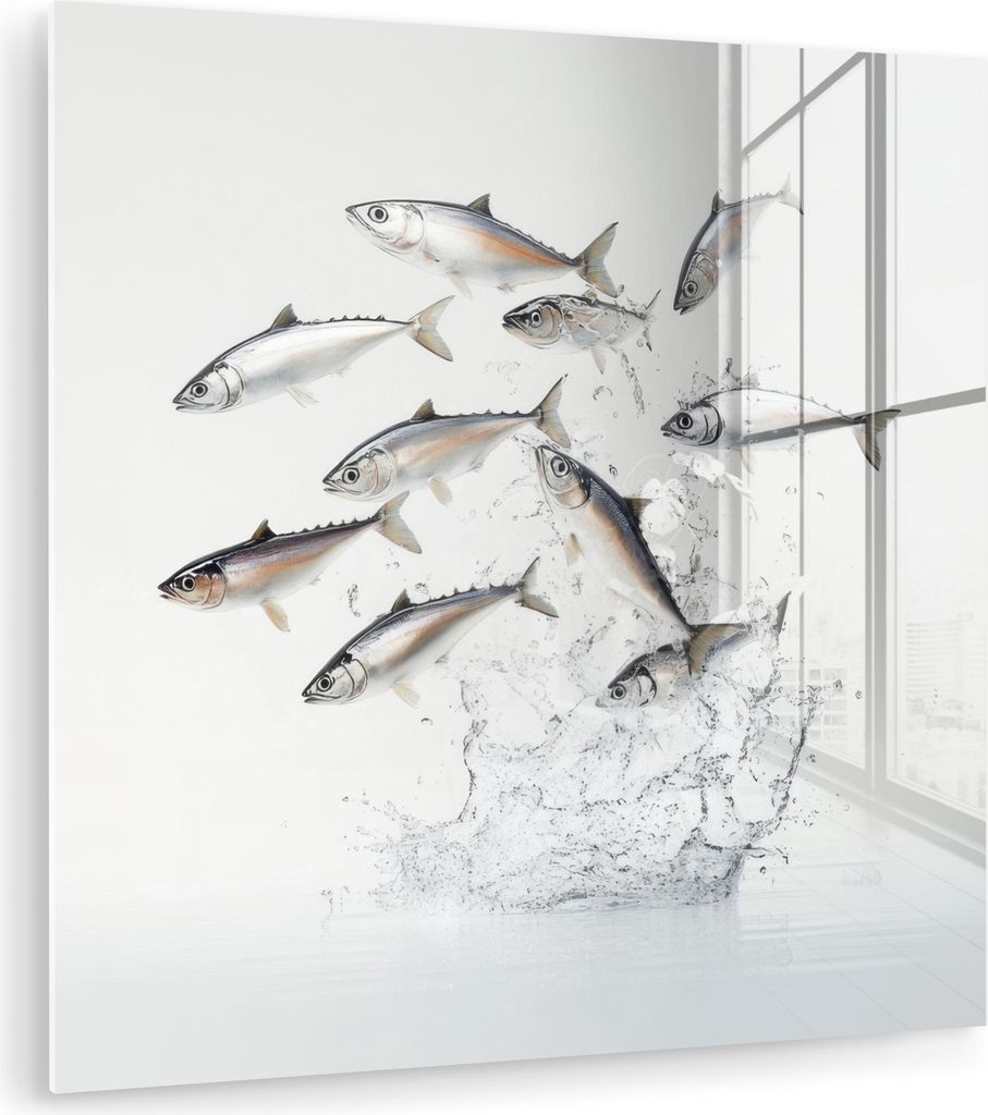 MuchoWow Glasbilder - Bilder auf Wandbild - Foto auf Glas Fisch - Wasser - Weiß 30x30 cm Wanddekoration aus Glas - Acrylglasbild - Acrylbilder